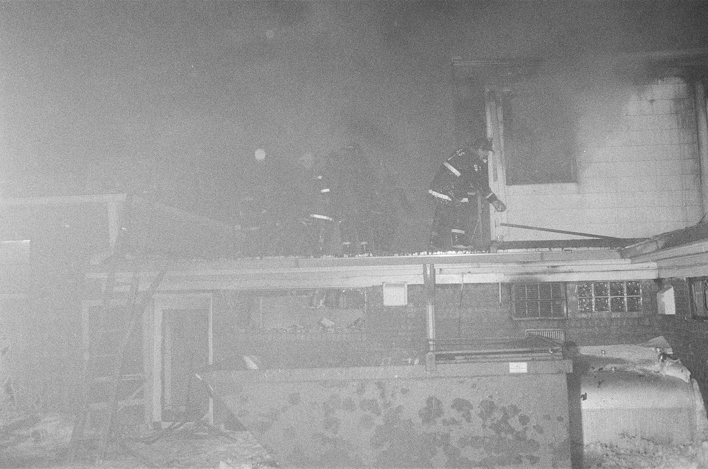 Fire at Burnham Harbor Yacht Club - Chuck (Charles) Kirman for Chicago Sun-Times
