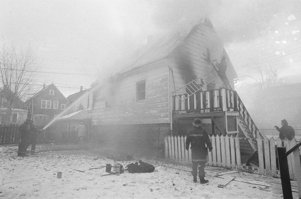 Firefighters battle frame house fire - Gene Pesek for Chicago Sun-Times