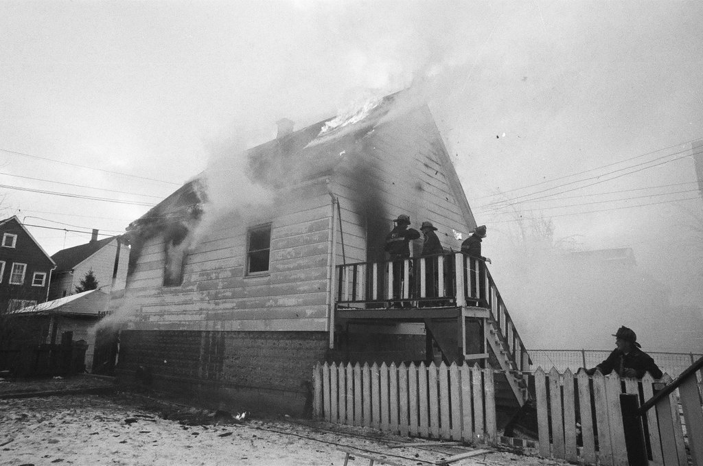 Firefighters battle frame house fire - Gene Pesek for Chicago Sun-Times