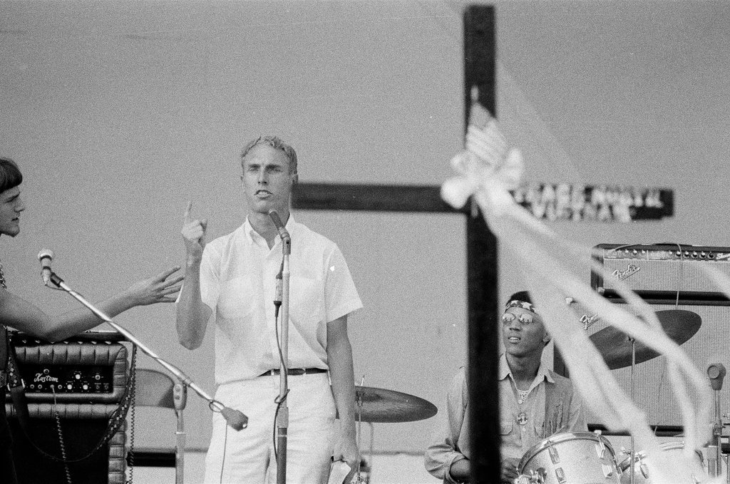 Speaker and band in Grant Park on convention anniversary - Howard D. Simmons for Chicago Sun-Times