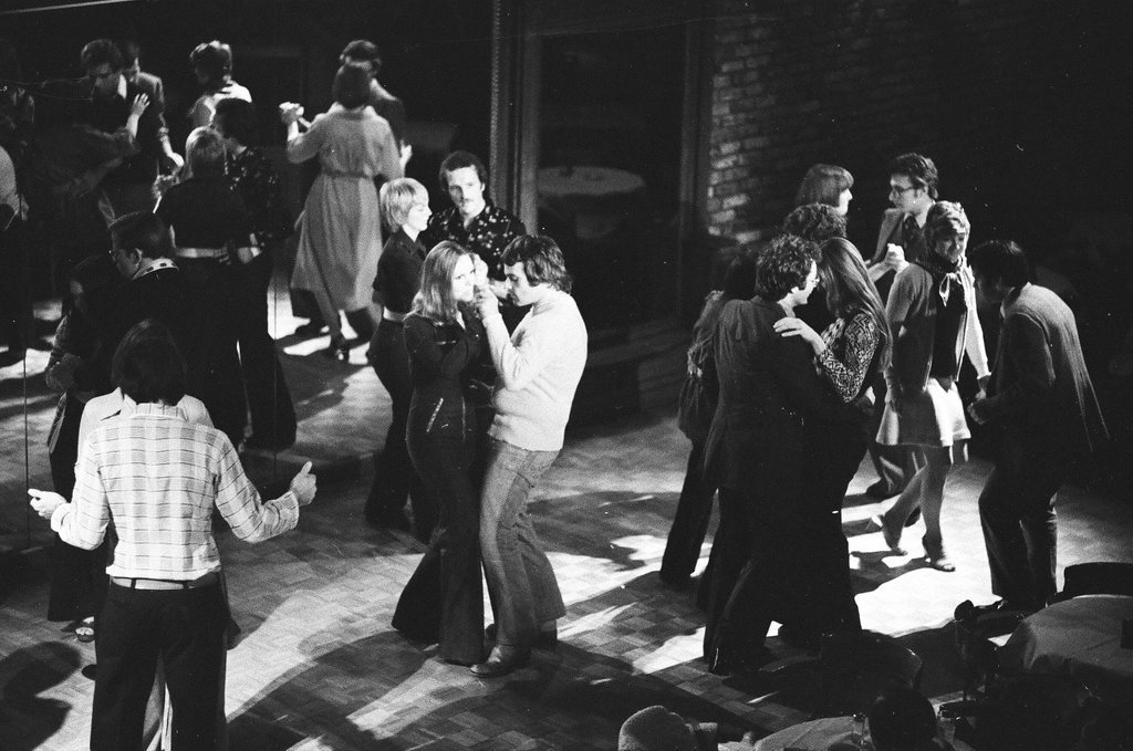 People dancing 'The Hustle' at a club - Don Bierman for Chicago Sun-Times