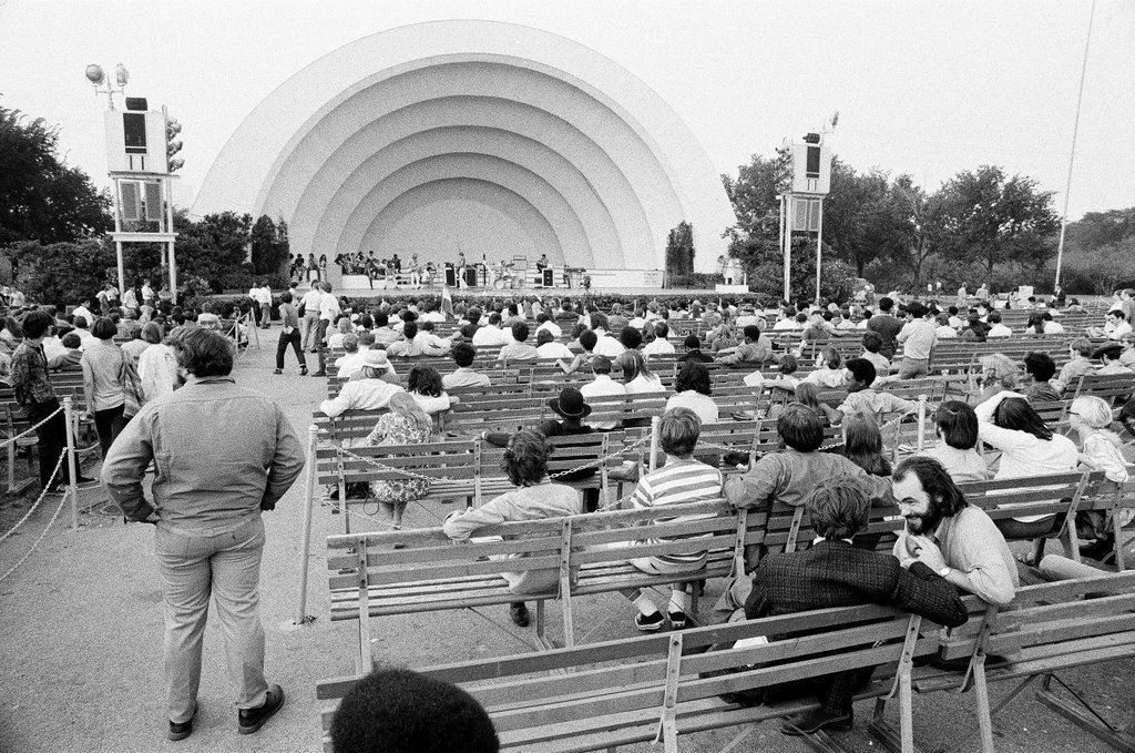 Speaker and band in Grant Park on convention anniversary - Howard D. Simmons for Chicago Sun-Times