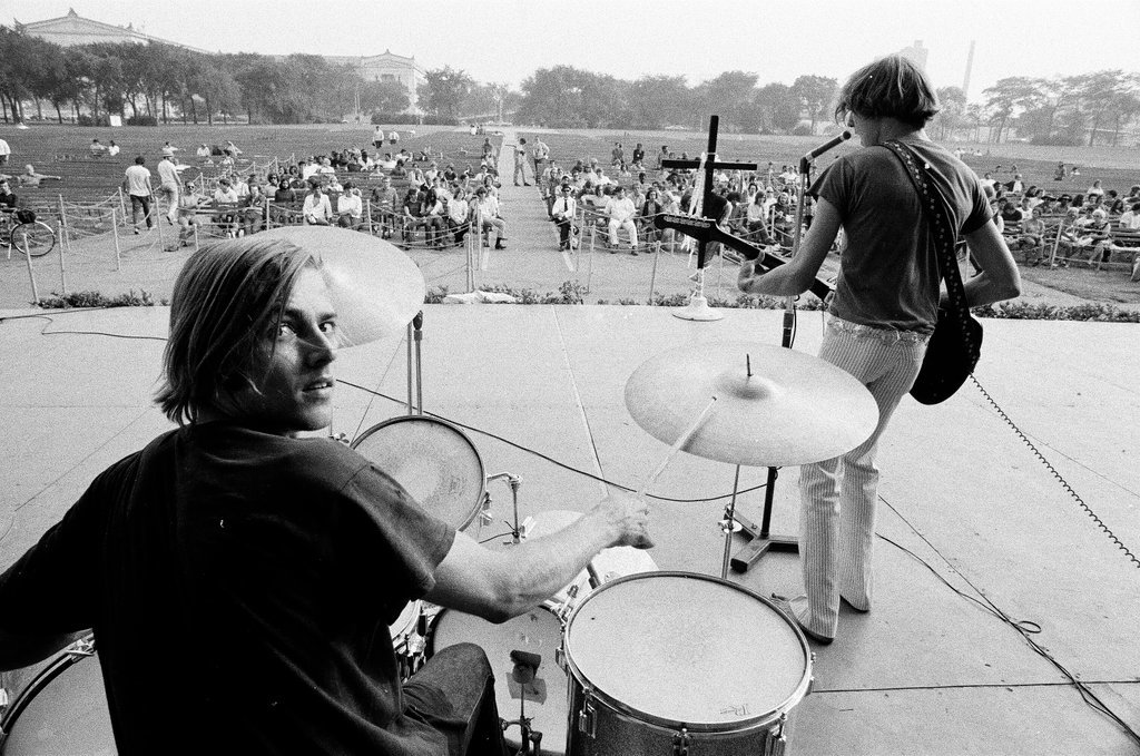 Speaker and band in Grant Park on convention anniversary - Howard D. Simmons for Chicago Sun-Times