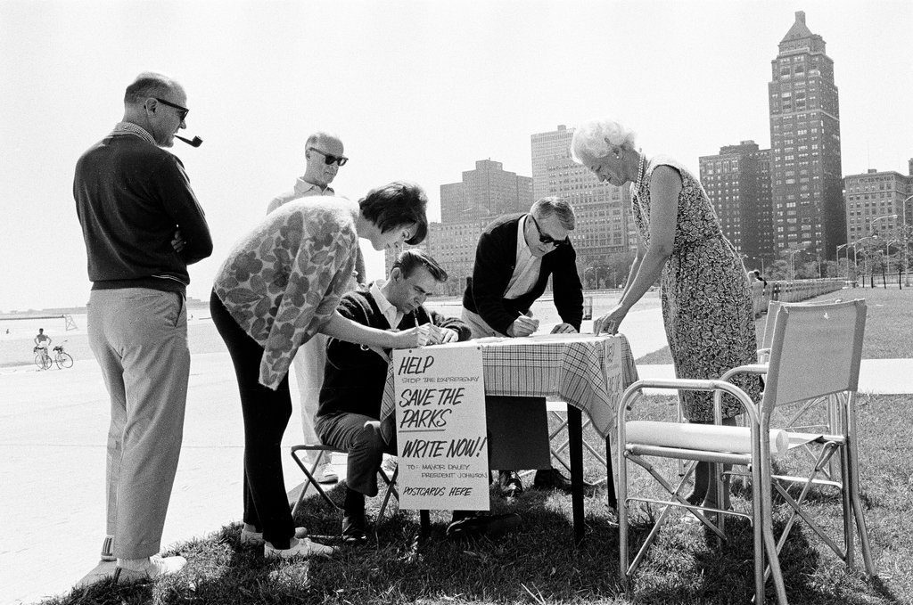 Mrs. E. Newton Harris collects protest postcards - Jack Dykinga for Chicago Sun-Times