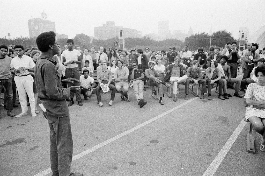 Speakers in Grant Park on convention anniversary - Howard D. Simmons for Chicago Sun-Times