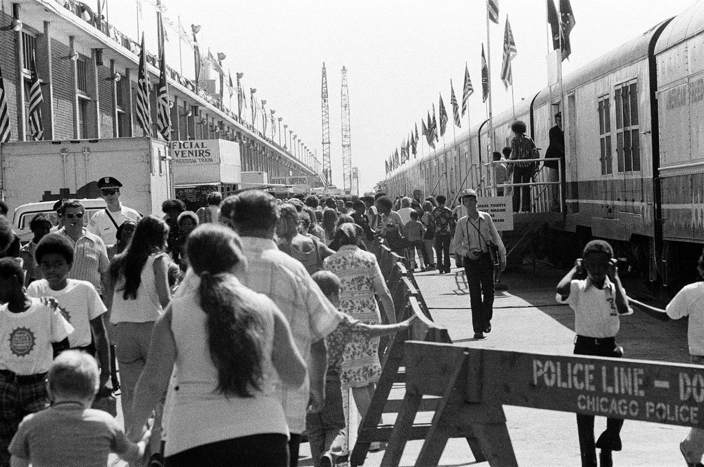 People tour the Freedom Train at Navy Pier - John Tweedle for Chicago Sun-Times