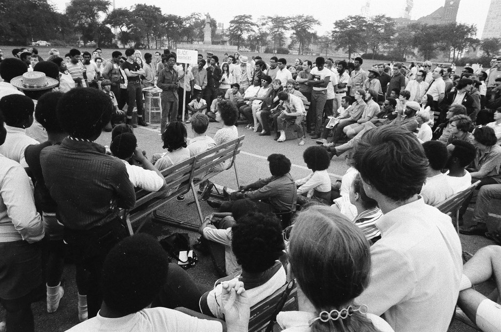 Speakers in Grant Park on convention anniversary - Howard D. Simmons for Chicago Sun-Times
