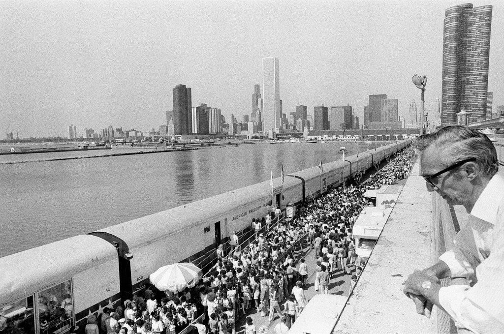 People tour the Freedom Train at Navy Pier - John Tweedle for Chicago Sun-Times