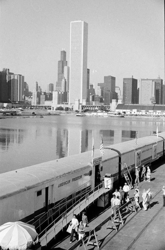 People tour the Freedom Train at Navy Pier - Henry Herr Gill for Chicago Sun-Times
