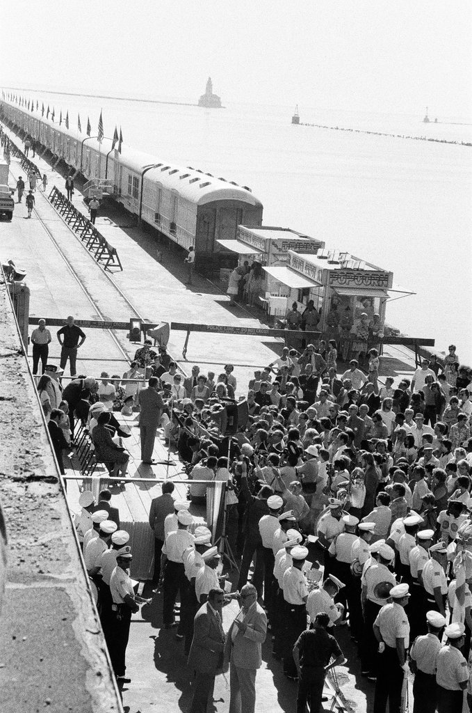 People tour the Freedom Train at Navy Pier - Henry Herr Gill for Chicago Sun-Times