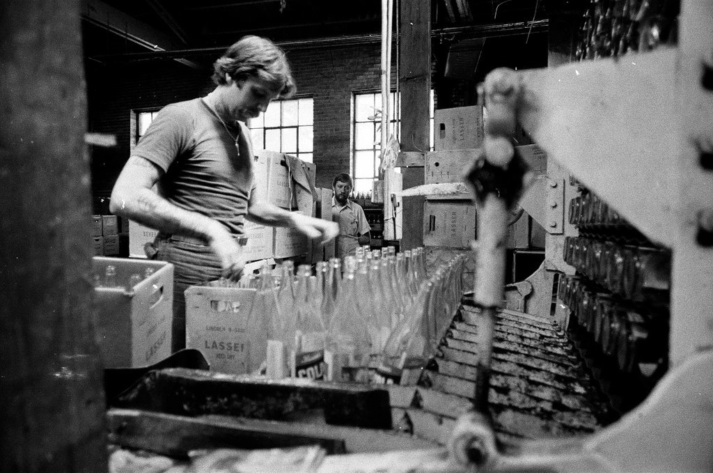 Lasser's Beverage Company production line - John H. White for Chicago Sun-Times