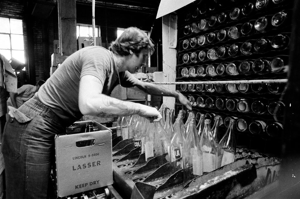 Lasser's Beverage Company production line - John H. White for Chicago Sun-Times