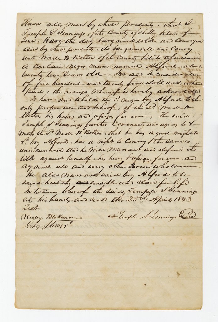 Bill of sale for enslaved people