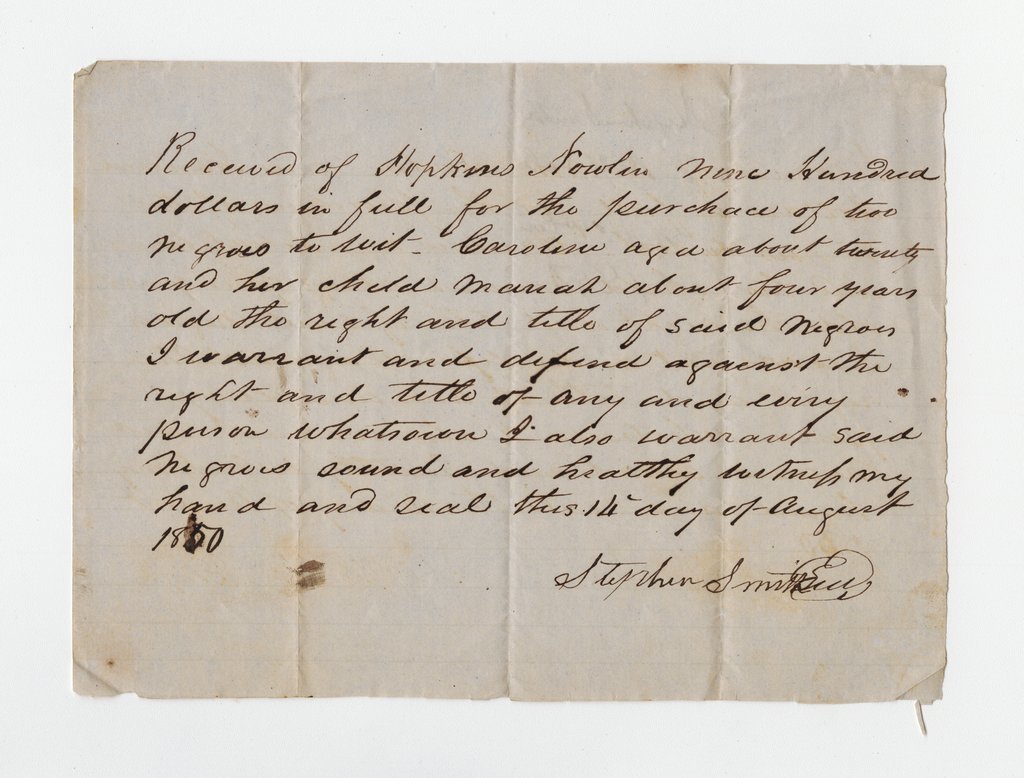 Bill of sale for two enslaved people