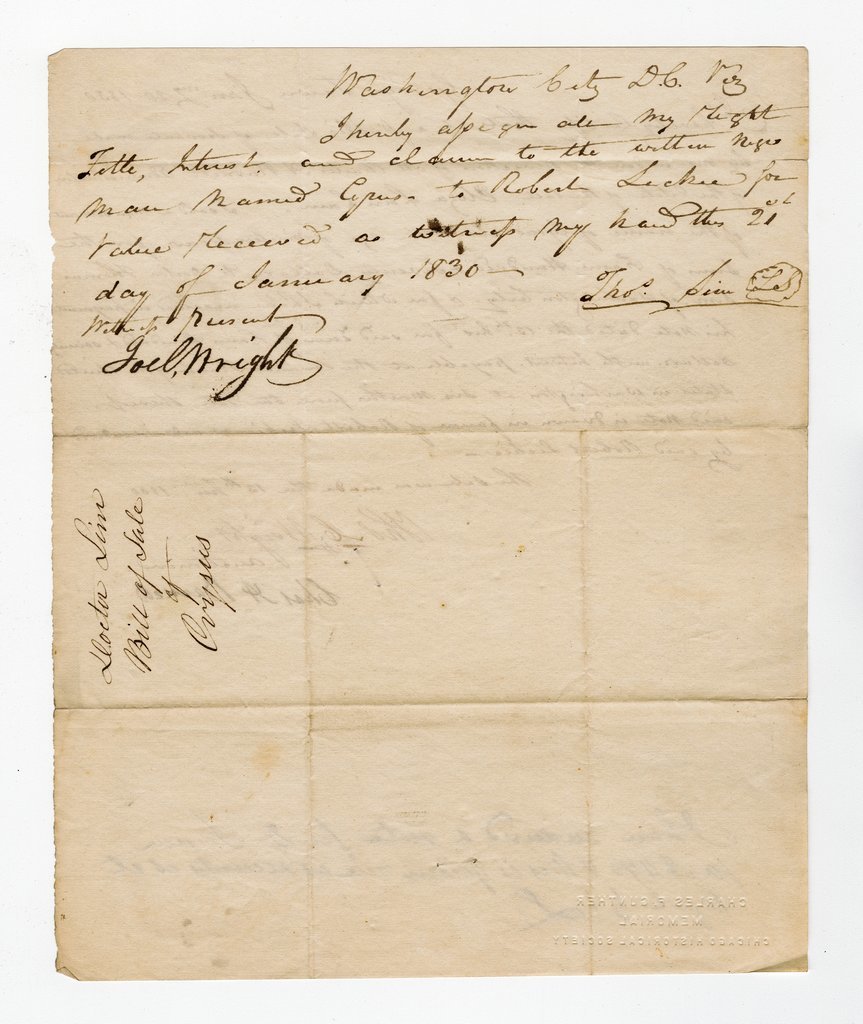 Bill of sale for enslaved people
