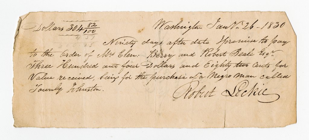 Receipt of sale for an enslaved man - Leckie, Robert