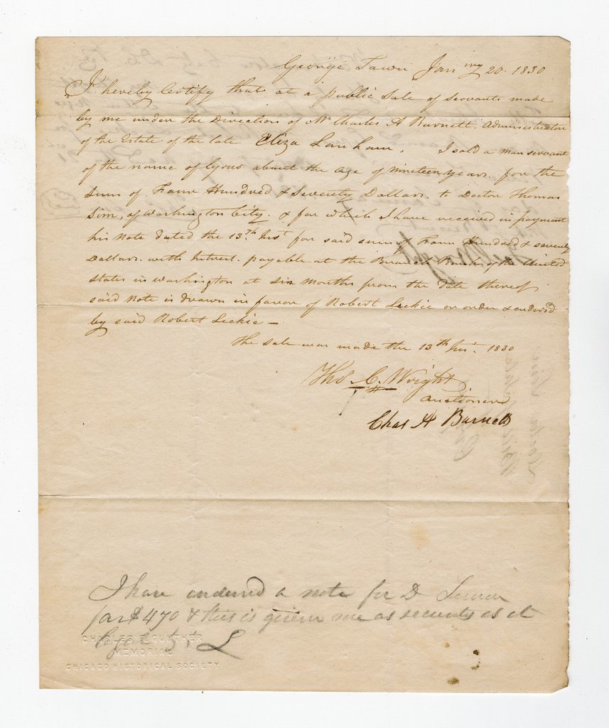 Bill of sale for enslaved people