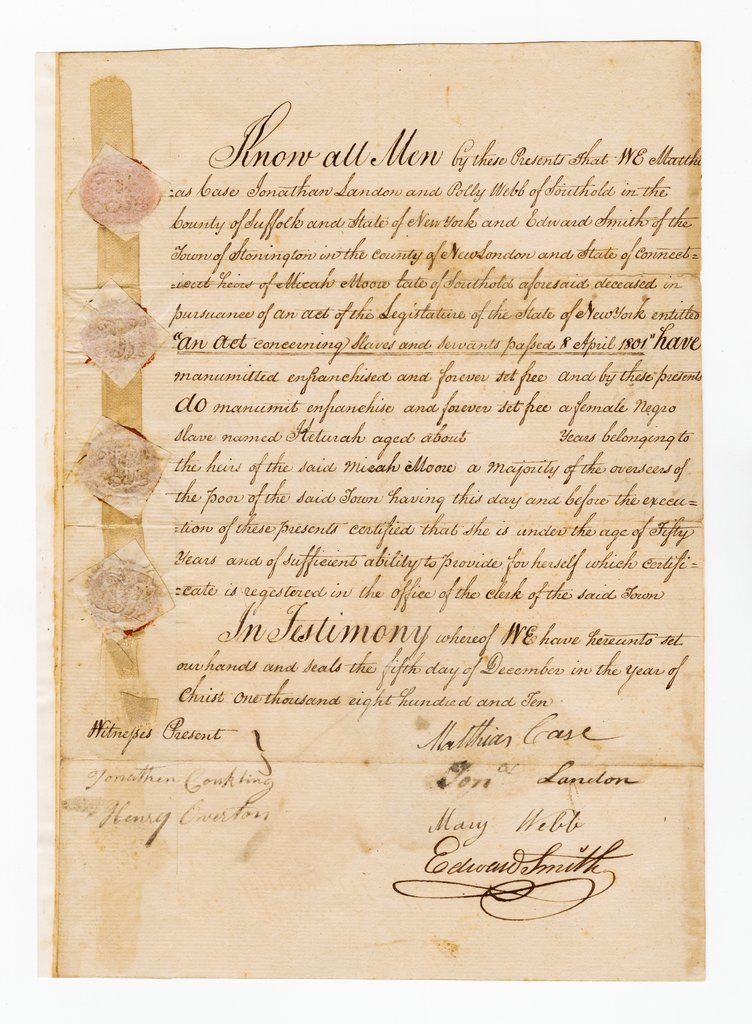 Certificate of freedom for enslaved woman