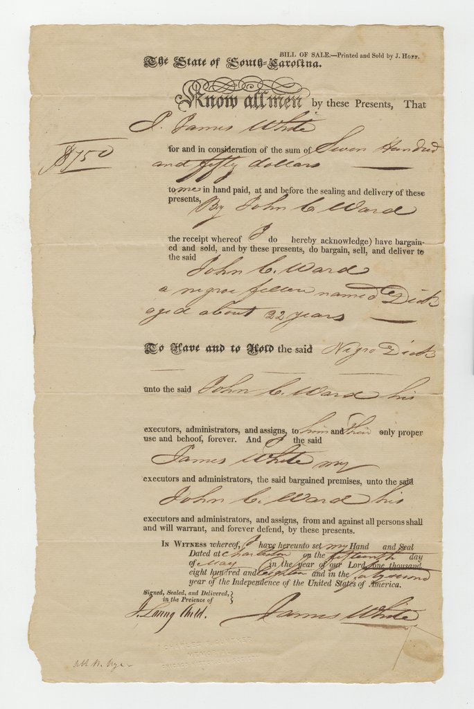 Bill of sale for enslaved man David