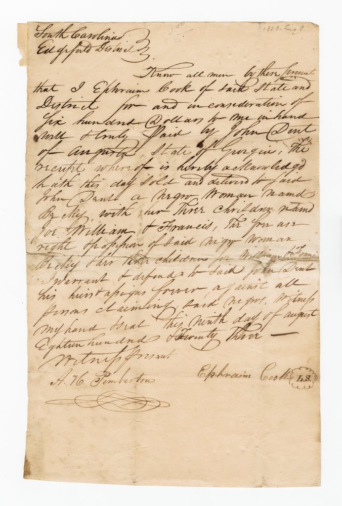 Bill of sale from Ephraim Cook - Cook, Ephraim