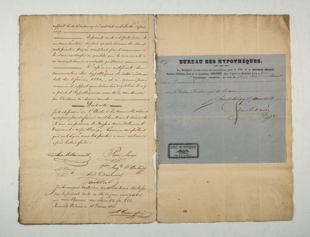 Document regarding enslaved people in New Orleans