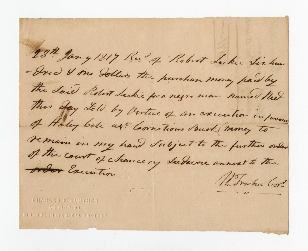 Bill of sale for enslaved man Ned
