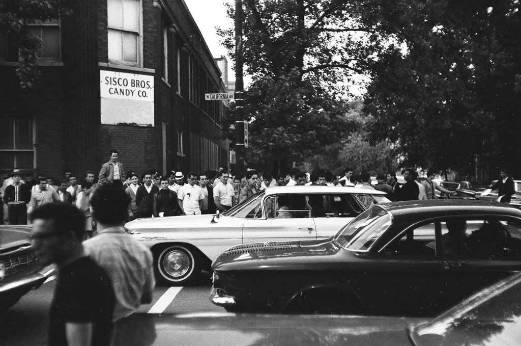 Police patrol during Division Street uprising - Chicago Sun-Times