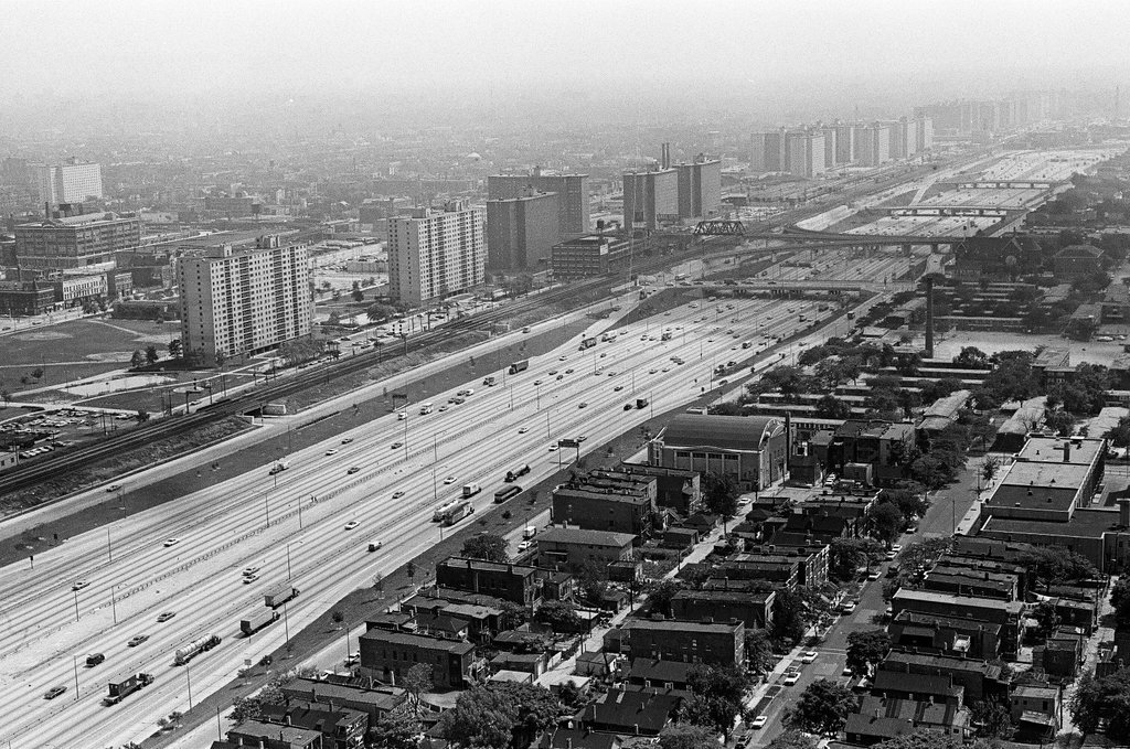 Aerial views of International Amphitheatre and Hilton Hotel - Gary Settle for Chicago Sun-Times