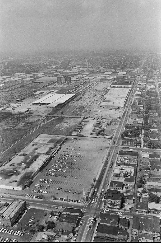 Aerial views of International Amphitheatre and Hilton Hotel - Gary Settle for Chicago Sun-Times