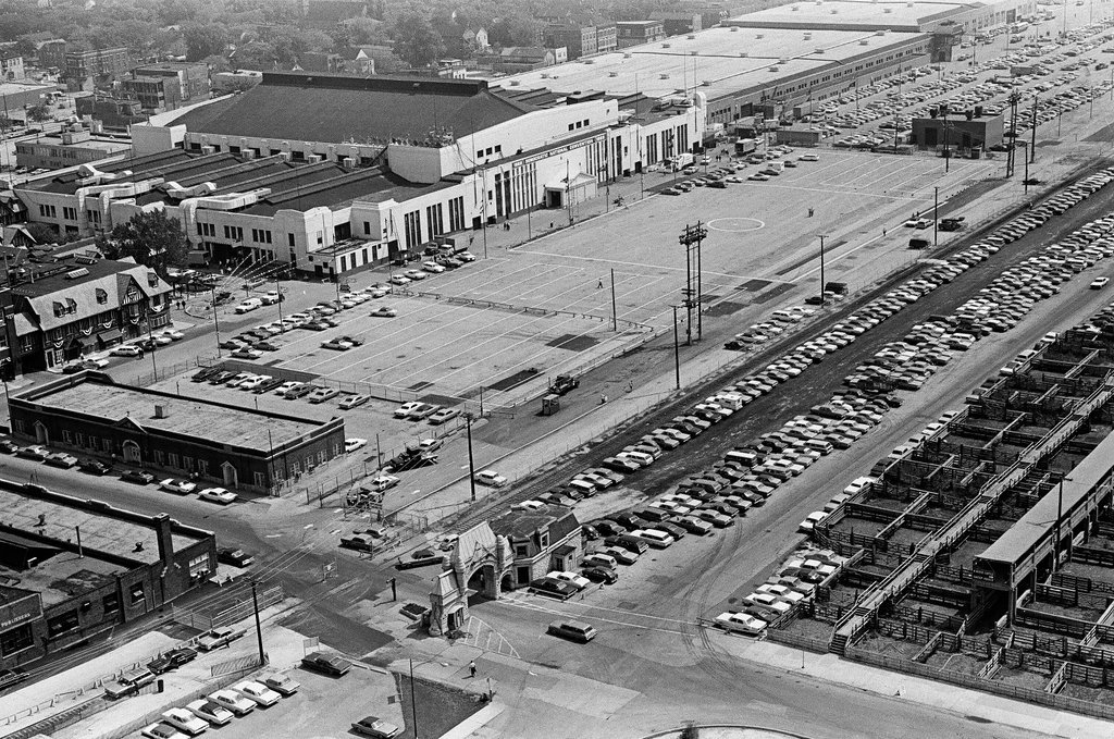 Aerial views of International Amphitheatre and Hilton Hotel - Gary Settle for Chicago Sun-Times