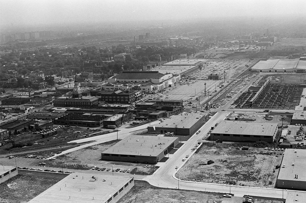 Aerial views of International Amphitheatre and Hilton Hotel - Gary Settle for Chicago Sun-Times
