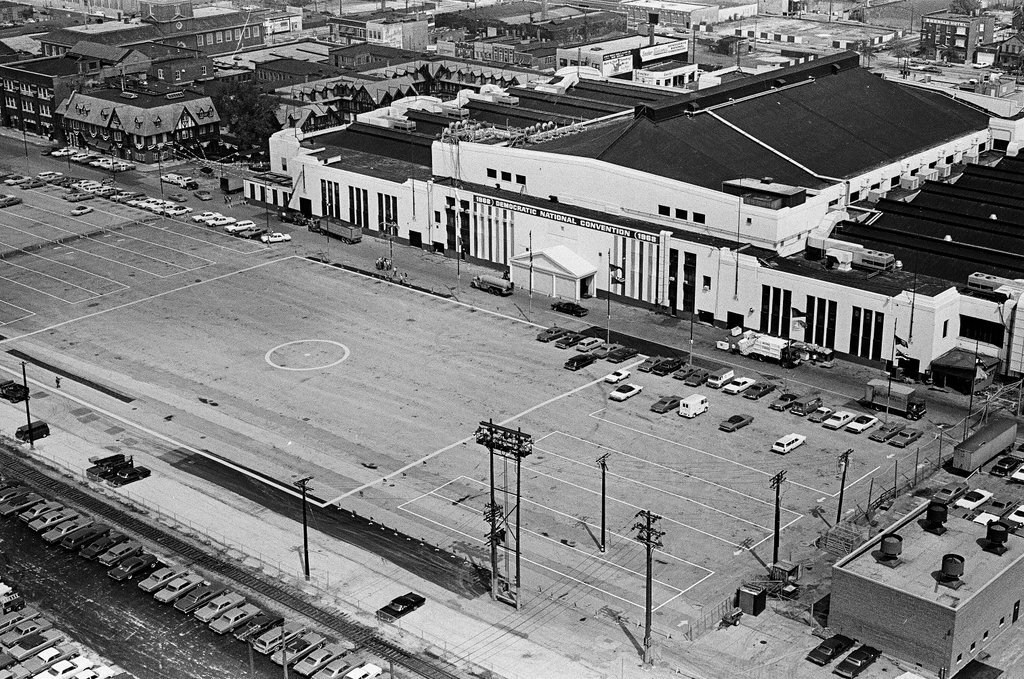 Aerial views of International Amphitheatre and Hilton Hotel - Gary Settle for Chicago Sun-Times