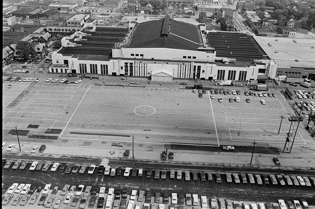 Aerial views of International Amphitheatre and Hilton Hotel - Gary Settle for Chicago Sun-Times
