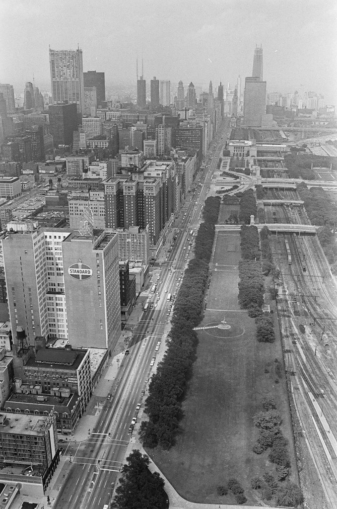Aerial views of International Amphitheatre and Hilton Hotel - Gary Settle for Chicago Sun-Times
