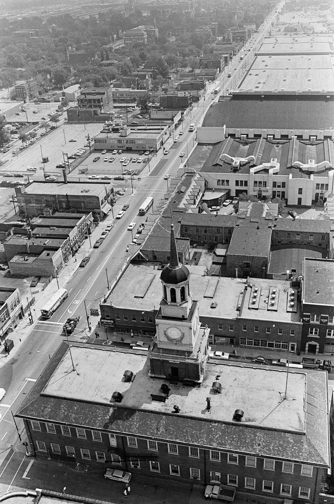 Aerial views of International Amphitheatre and Hilton Hotel - Gary Settle for Chicago Sun-Times