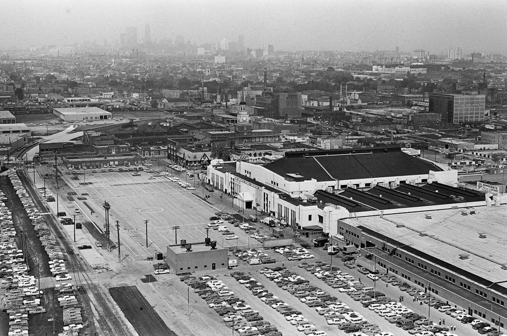 Aerial views of International Amphitheatre and Hilton Hotel - Gary Settle for Chicago Sun-Times