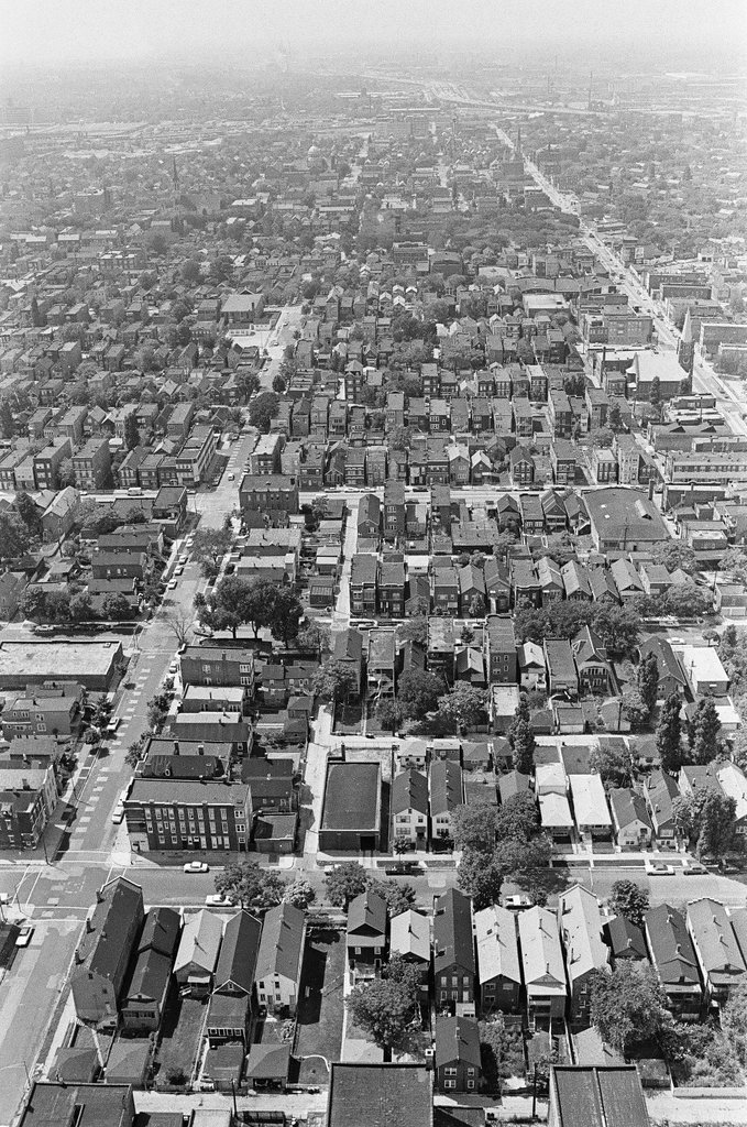 Aerial views of International Amphitheatre and Hilton Hotel - Gary Settle for Chicago Sun-Times
