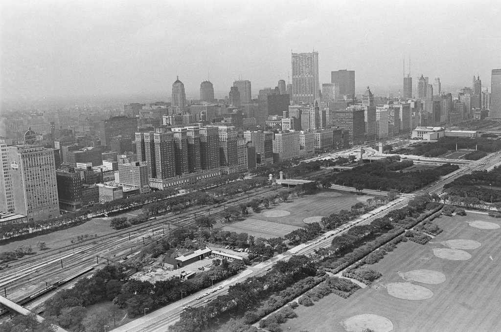 Aerial views of International Amphitheatre and Hilton Hotel - Gary Settle for Chicago Sun-Times