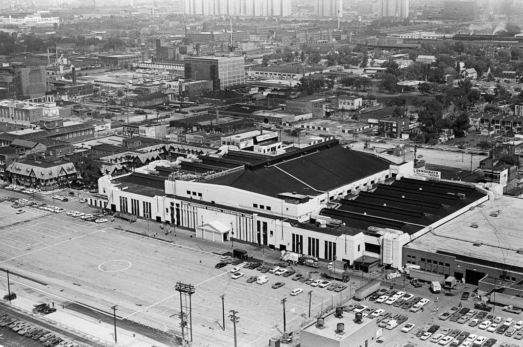 Aerial views of International Amphitheatre and Hilton Hotel - Gary Settle for Chicago Sun-Times