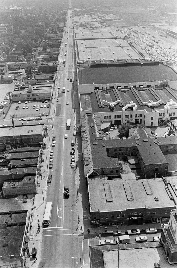 Aerial views of International Amphitheatre and Hilton Hotel - Gary Settle for Chicago Sun-Times