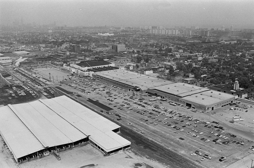 Aerial views of International Amphitheatre and Hilton Hotel - Gary Settle for Chicago Sun-Times