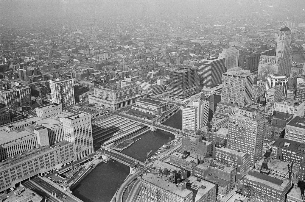 Aerial views of Union Station and Loop buildings - Howard Lyon for Chicago Sun-Times