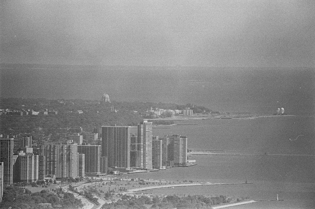 Views of harbors and buildings from skyscraper - Peters (Clarence or Pete) for Chicago Sun-Times