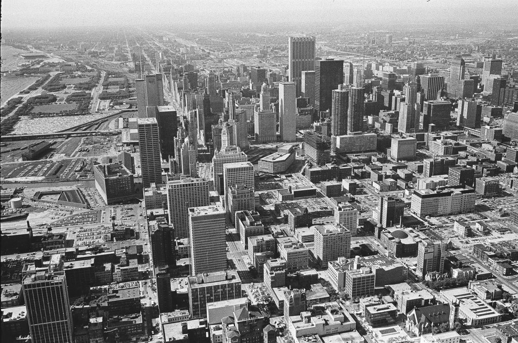 Views of buildings from skyscraper - Peters (Clarence or Pete) for Chicago Sun-Times