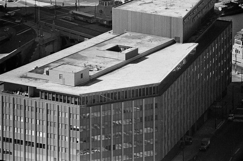 Views of harbors and buildings from skyscraper - Peters (Clarence or Pete) for Chicago Sun-Times
