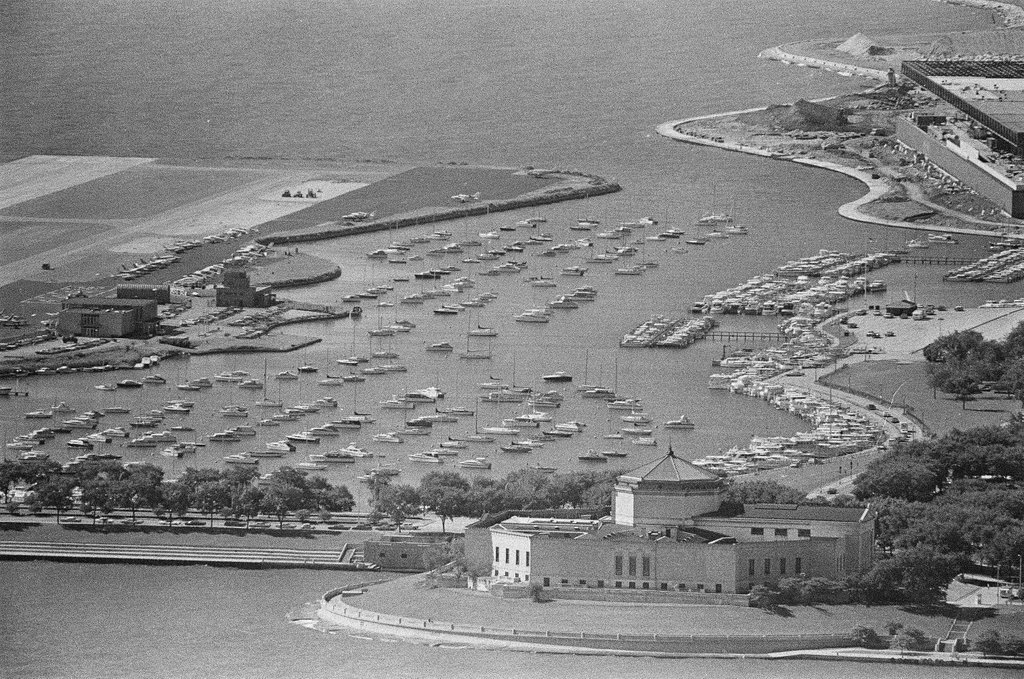 Views of harbors and buildings from skyscraper - Peters (Clarence or Pete) for Chicago Sun-Times