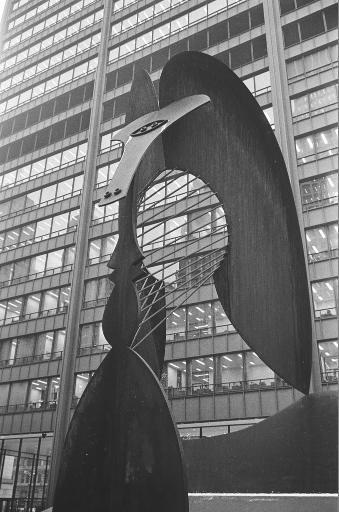 Ice formation on Picasso sculpture - Chicago Sun-Times
