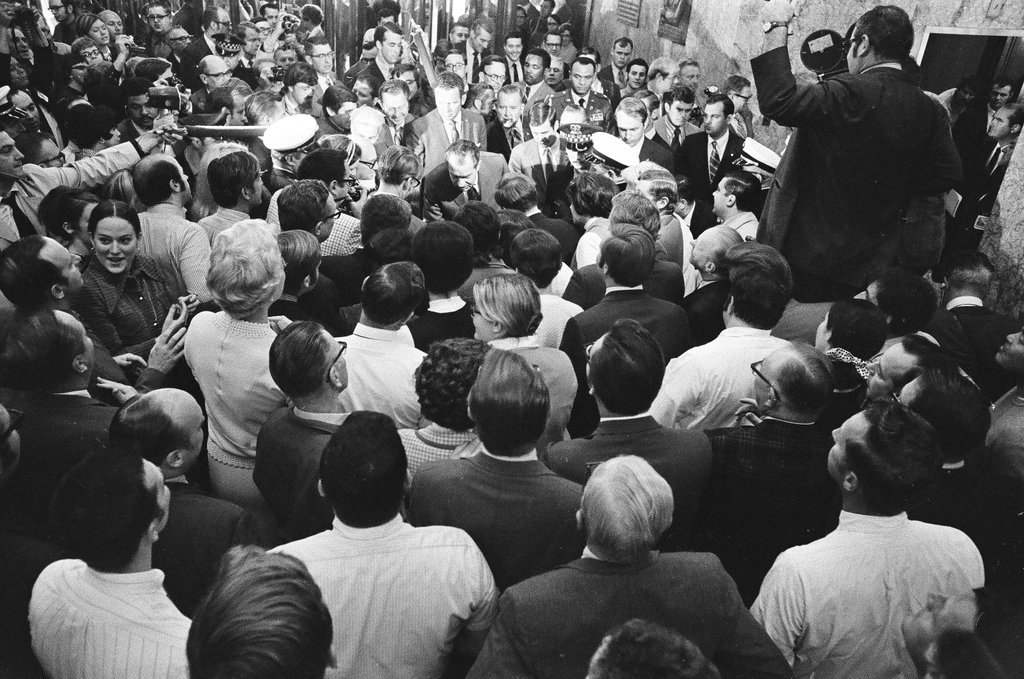 Richard Nixon in the lobby of the Sun Times building - Chuck (Charles) Kirman for Chicago Sun-Times