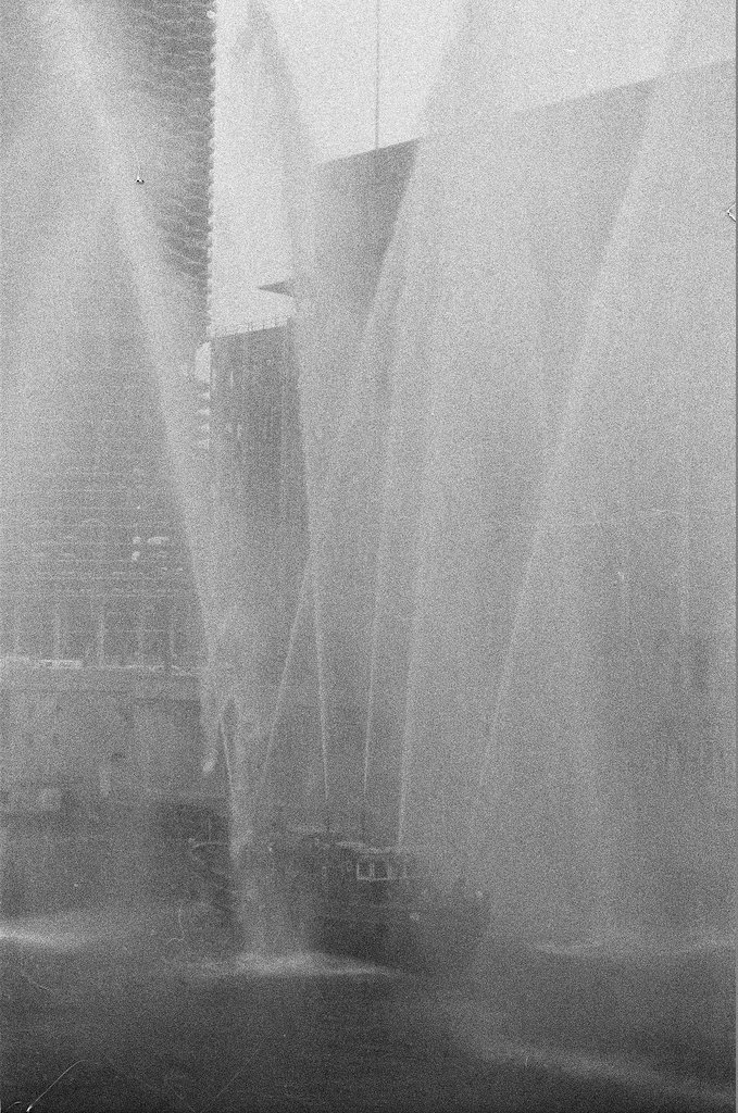 Fire boat on the Chicago River salutes astronauts - Don Burk for Chicago Sun-Times