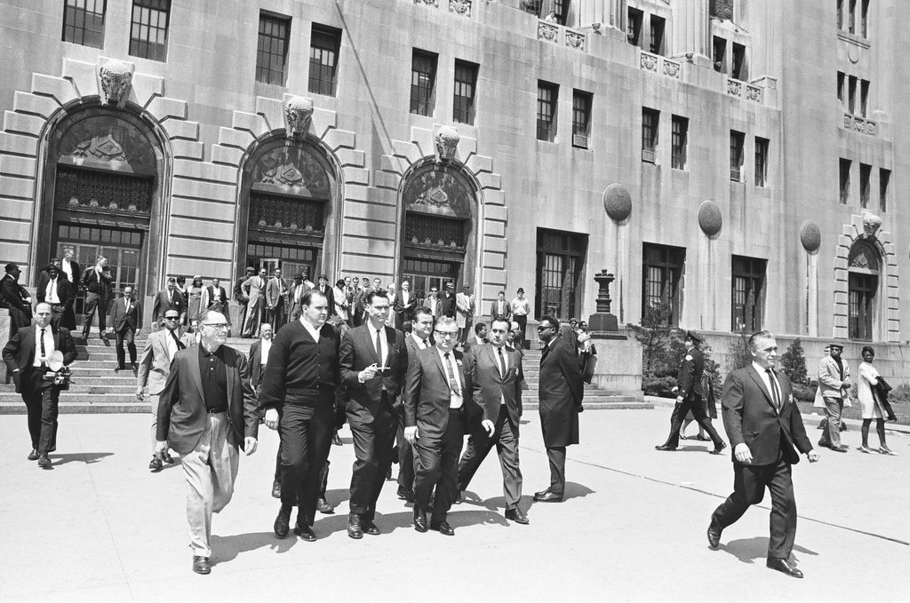 George Rockwell leaving Criminal Court Building - Bob Langer for Chicago Sun-Times